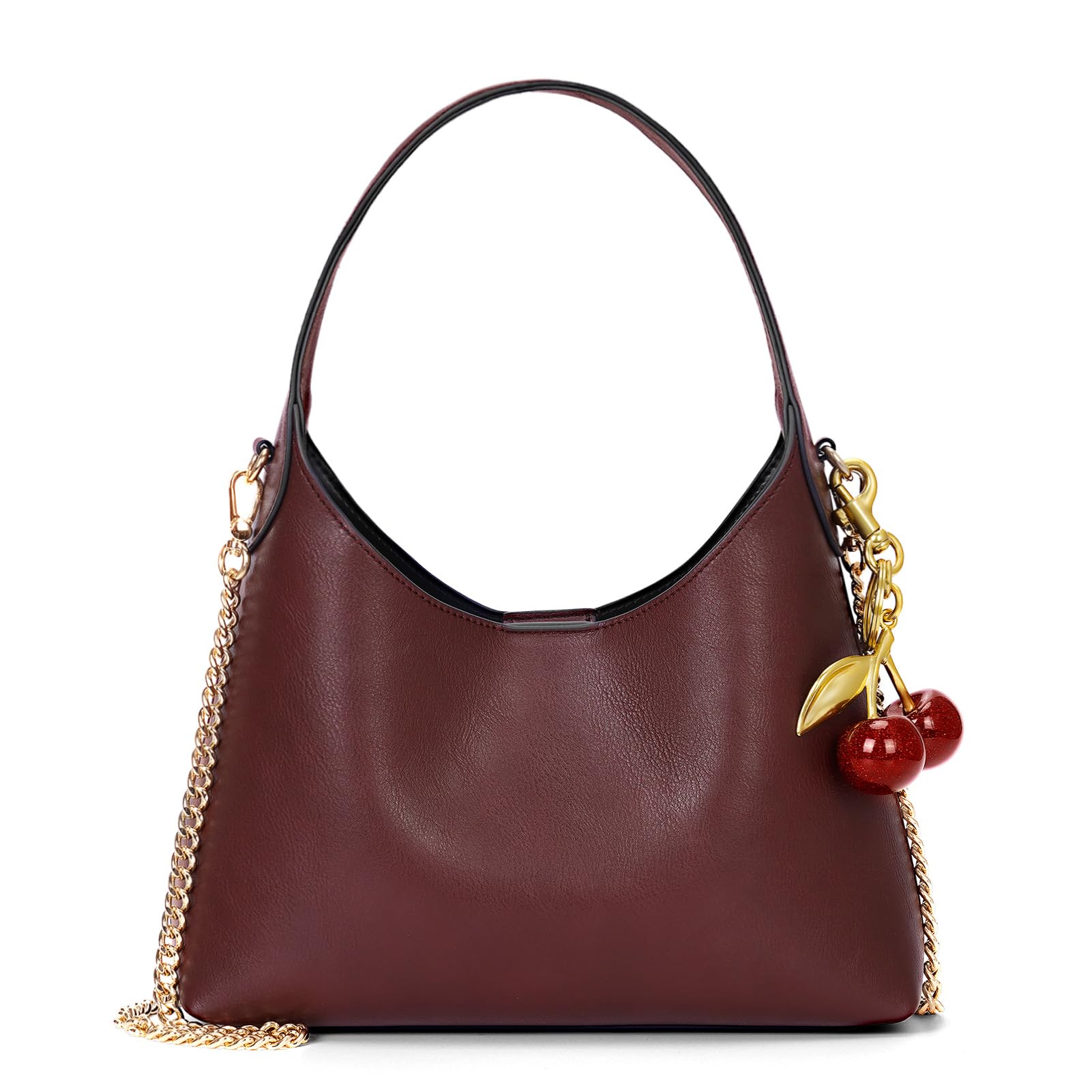 Photo 1 of Small Hobo Bags for Women Cherry Shoulder Bag Purse Faux Leather Tote Handbag Trendy Chain Crossbody Bag