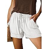 BTFBM Spring Shorts for Women 2026 Summer Casual Elastic Waist Drawstring Lightweight Beach Lounge Short Pants Pockets