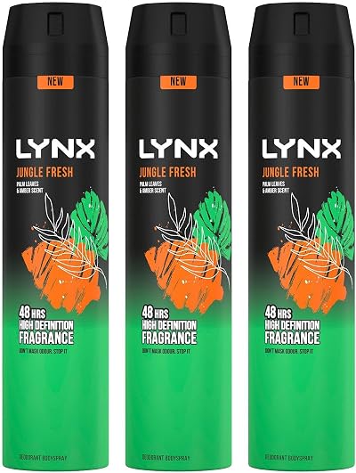 Lynx XXL Jungle Fresh Body Spray 250ml Pack of 3 48H Sweat Protection Deodorant