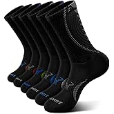 BULLIANT Men Socks, Athletic Compression Crew Socks Cushioned for Men Running Sports Hiking Fishing Arch Support