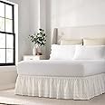 EASY FIT Eyelet Elastic Wrap Around Bed Skirt, Easy On/Off Dust Ruffle (18 Inch Drop), Queen/King, White