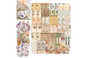 Alideco 100pcs Vintage Scrapbook Supplies Pack for Art Journaling Bullet Junk Journal Planners DIY Paper Stickers Craft Kits Notebook Collage Album Aesthetic Cottagecore Picture Frames (hudiebiaoben)