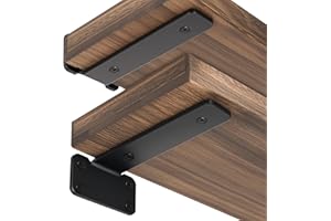 Floating Shelf Brackets 2 PCS of 4/5/6/8 inch Heavy Duty Industrial Shelf Bracket Black Metal L Brackets for Shelves Support 
