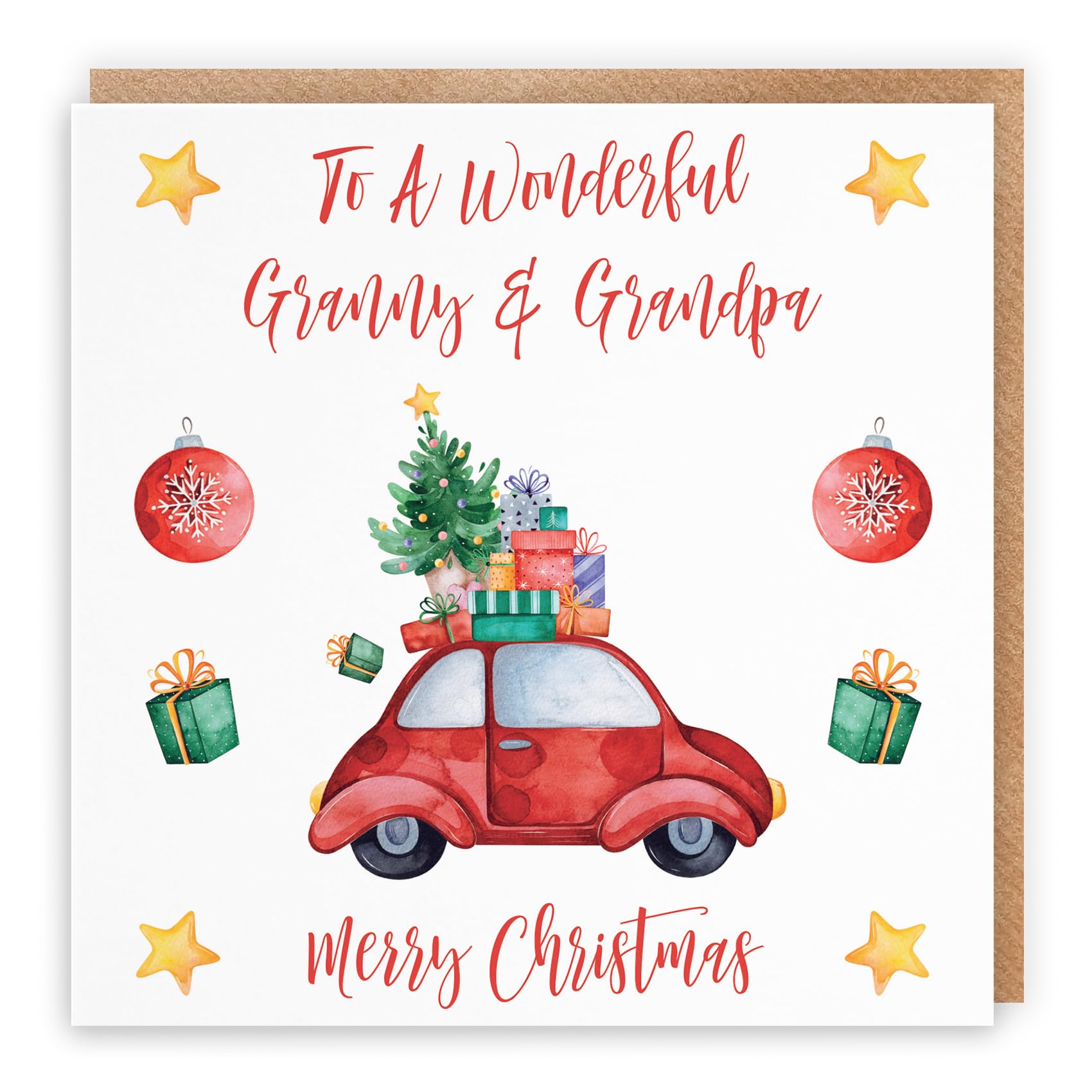 Hunts England - Granny And Grandpa Christmas Card - To A Wonderful Granny & Grandpa - Merry Christmas - Christmas Holiday Collection