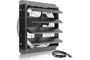 HYITO 16 Inch Shutter Exhaust Fan Poweful Wall Mounted Aluminum Shutter Louver Fan for Greenhouse, Factory, Attic, Garage, ET