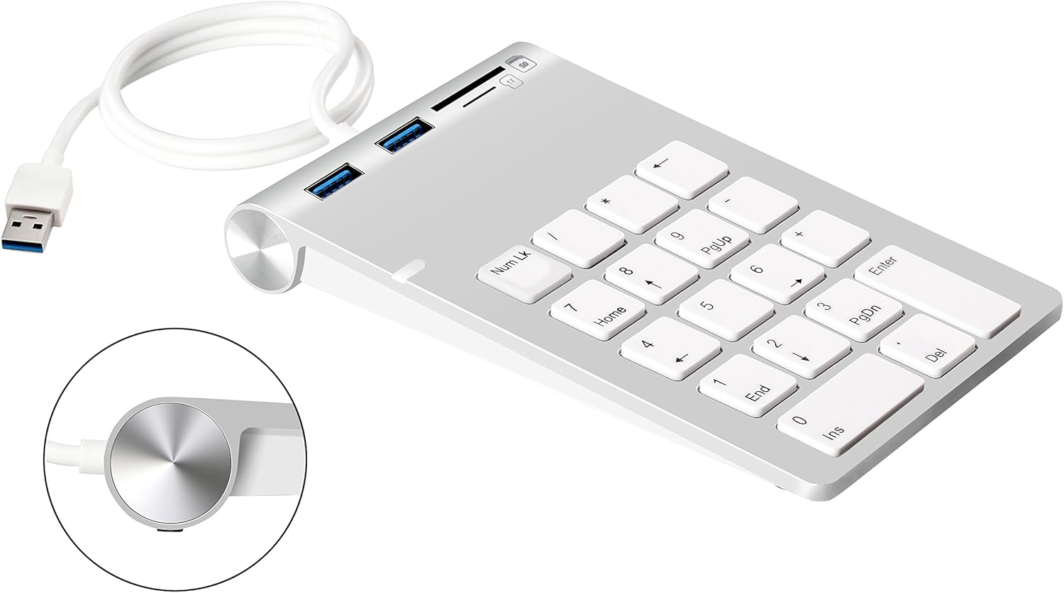 Cateck USB Numeric Keypad with USB 3.0 Hub and SD/TF Card Reader Combo for iMac, MacBook, MacBook Air, MacBook Pro, Mac Mini, PCs and Laptops ­