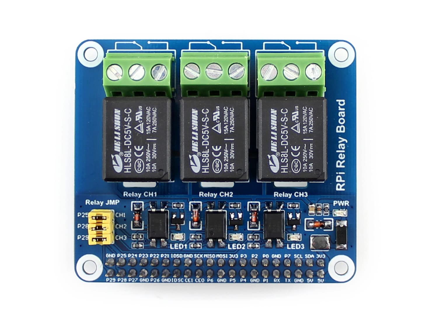 Waveshare RPi Relay Board, with 3-way Relay Control, with Pi 40PIN GPIO Extension Header, Compatible with Raspberry Pi Series Boards, Used for Pi to Control High Voltage/Current Devices