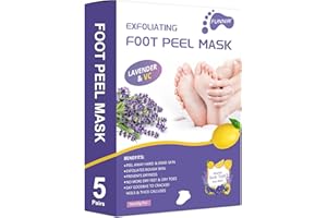FUNNIR Foot Peel Mask (5 Pairs) Exfoliant for Peeling Off Calluses, Natural Exfoliator for Dry Dead Skin, Callus, Repair Rough Heels Soft Smooth Touch-5 Pack