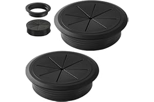 Desk Grommet 3.15 Inch (80 mm) 2 Pieces, Desk Hole Cover for Cables Black, ABS Plastic Grommet Hole Cover for Wires Cables Through The Countertop by XIOGZAXI