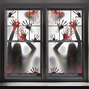 Funnism 2pcs Halloween Haunted House Decoration Window Door Cover