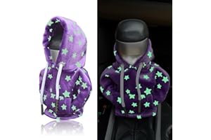Charouse Gear Shift Hoodie Cover, Universal Car Shift Knob Hoodie for Auto Shifter, Automotive Interior Decoration Accessories Star, Automotive Interior Cute Gadgets, Purple