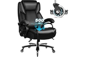 OFIKA Big and Tall Office-Chair 500lbs - Adjustable Lumbar Support, Office Chair for Heavy People, Heavy Duty High Back Executive Desk Chair with Wide Seat and Quiet Rubber Wheels