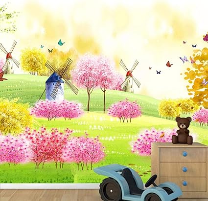 Amazon Com 3d Mural Wallpaper For Kids Room Cute Cartoon