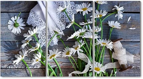 Amazon Co Jp 3枚セット アートパネル 壁掛け絵画 インテリアアート キャンバス 現代 壁飾り 部屋飾り 壁ポスター 絵画 玄関 おしゃれ モダン 壁掛け 雑貨 プレゼント ギフト アートフレーム おしゃれ 白いカモミールの花ナプキン Home Kitchen