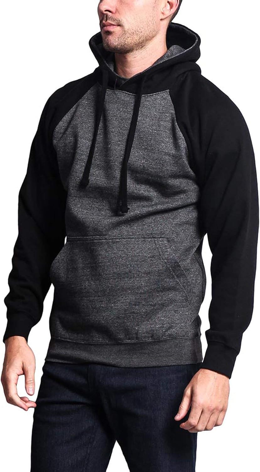 G-Style USA Premium Heavyweight Contrast Raglan Sleeve Pullover Hoodie Sweatshirt at  Men’s Clothing store