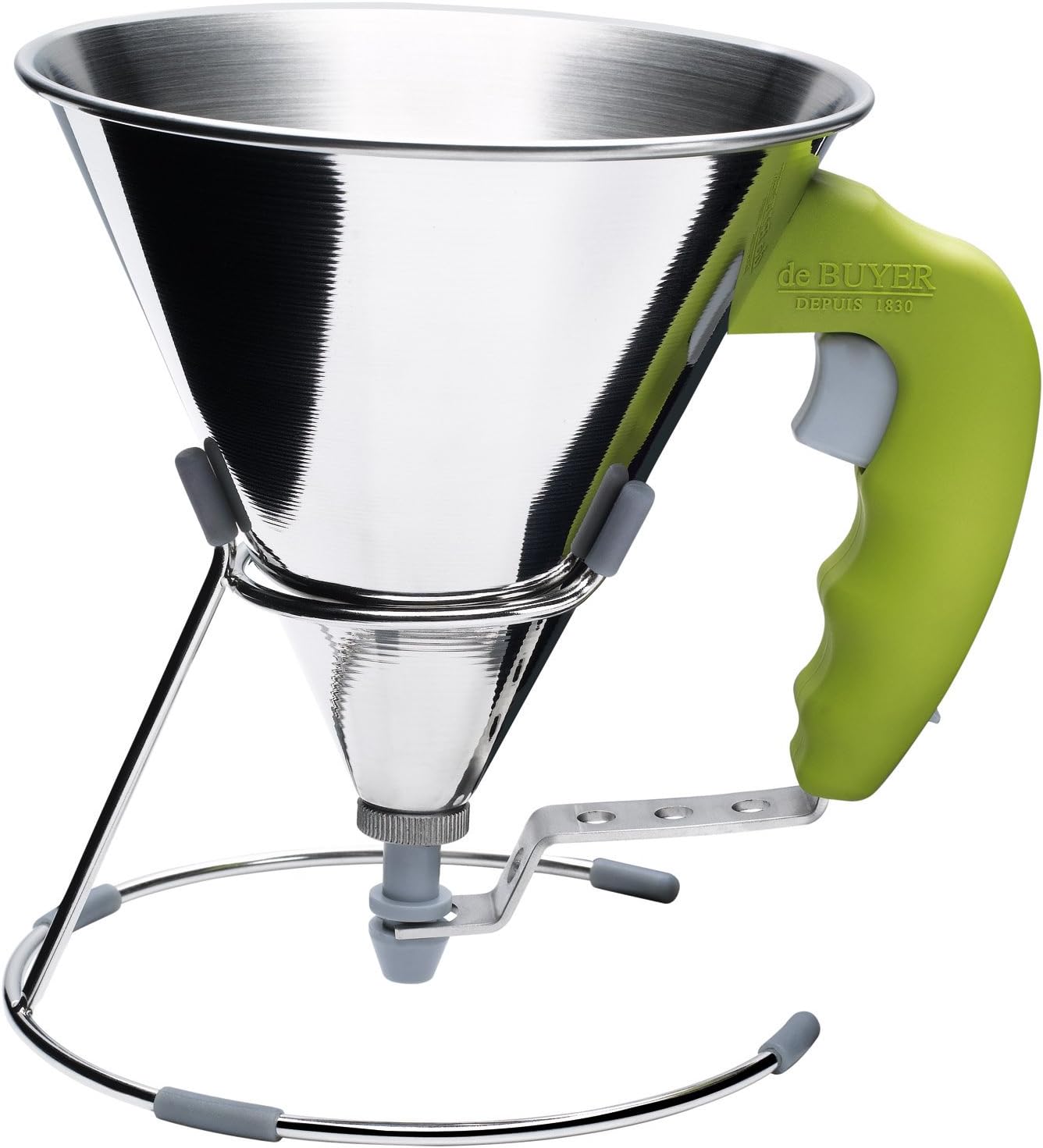 De Buyer 0 Kwik Stainless Steel Mini Piston Funnel, 0.8 Litres, Green