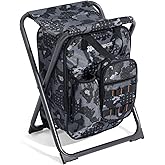 X Strike Backpack Fishing Chair with Cooler Bag, Foldable Camping Stool for Adults up to 350 lbs, Portable Lightweight for Hunting, Hiking, Outdoors
