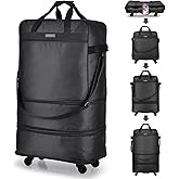 Hanke Suitcases with Wheels Expandable Foldable Luggage Bag Suitcase Collapsible Rolling Travel Bag Duffel Bag for Men Women Lightweight Suitcases without Telescoping Handle, Black