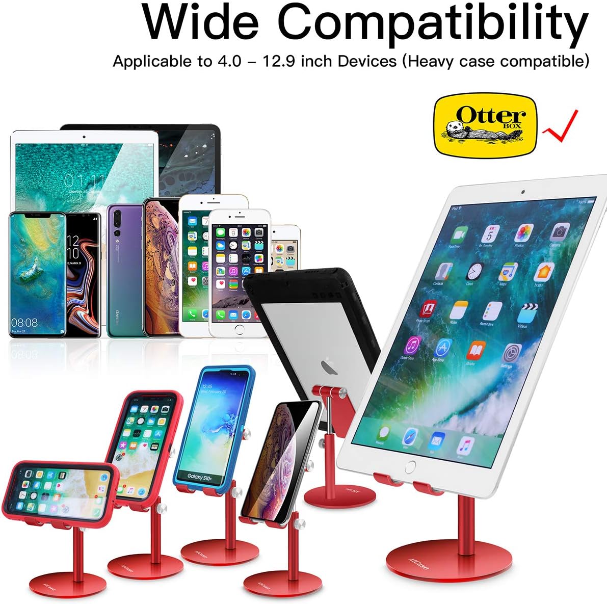 Adjustable Tablet/Phone Stand,AICase Telescopic Adjustable iPad Stand Holder,Universal Multi Angle Aluminum Stand Compatible with iPhone Smart Cell Phone/Tablet/iPad(4-13 inch), Silver: Computers & Accessories