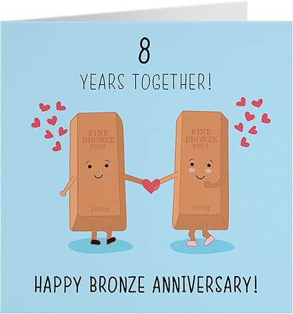 8th Wedding Anniversary Card - Bronze 