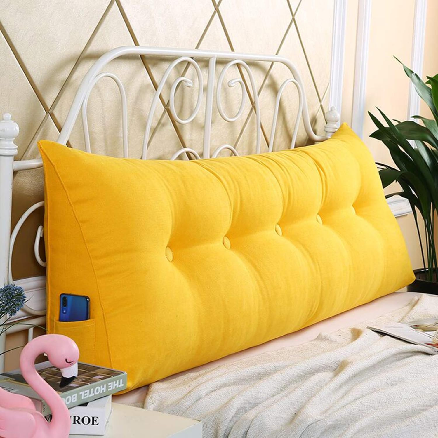 Triangular Pillow Headboard Cushion Soft Reading Pillow Upholstered