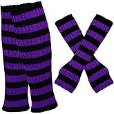 phnydreg Red and White Striped Leg Warmers Fingerless Gloves Socks for Women Girls Cosplay Costume Christmas Party