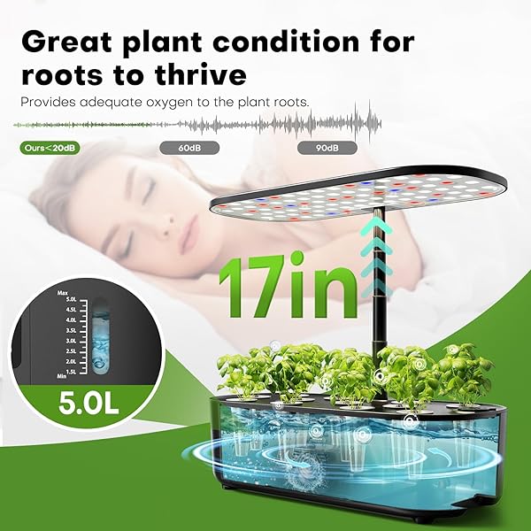 AHOPEGARDEN HYDROPONICS GROWING SYSTEM KIT INDOOR HERB GARDEN WITH GROW LIGHT 12 PODS, WITH LCD TOUCH PANEL HYDROPONIC PLANTER, PLANTING HEIGHT UP TO 17″, GROWER HARVEST FRESH VEGGIE LETTUCE, BLACK
