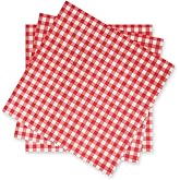 Gatherfun Disposable Paper Napkins Red and White Gingham for Dinner Picnic and Parties (Pack of 50)