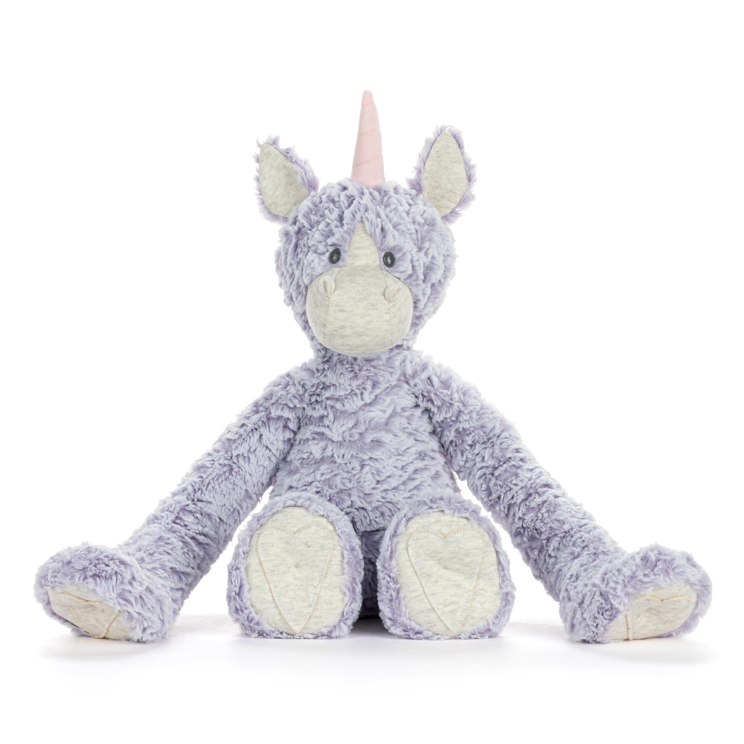 Photo 1 of DEMDACO Heartful Hugs 14 x 13 Inch Polyester, Soft Cuddly, Weighted, Toy, Plush Stuffed Animal Purple and Grey, Unicorn
