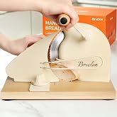 Brvclon Manual Bread Slicer Adjustable Thickness, Hand Crank Bread Slicer for Homemade Sourdough Bread with Scale Line &amp; Suction Cup &amp; Metal Guide,Quality Solid Wood Base