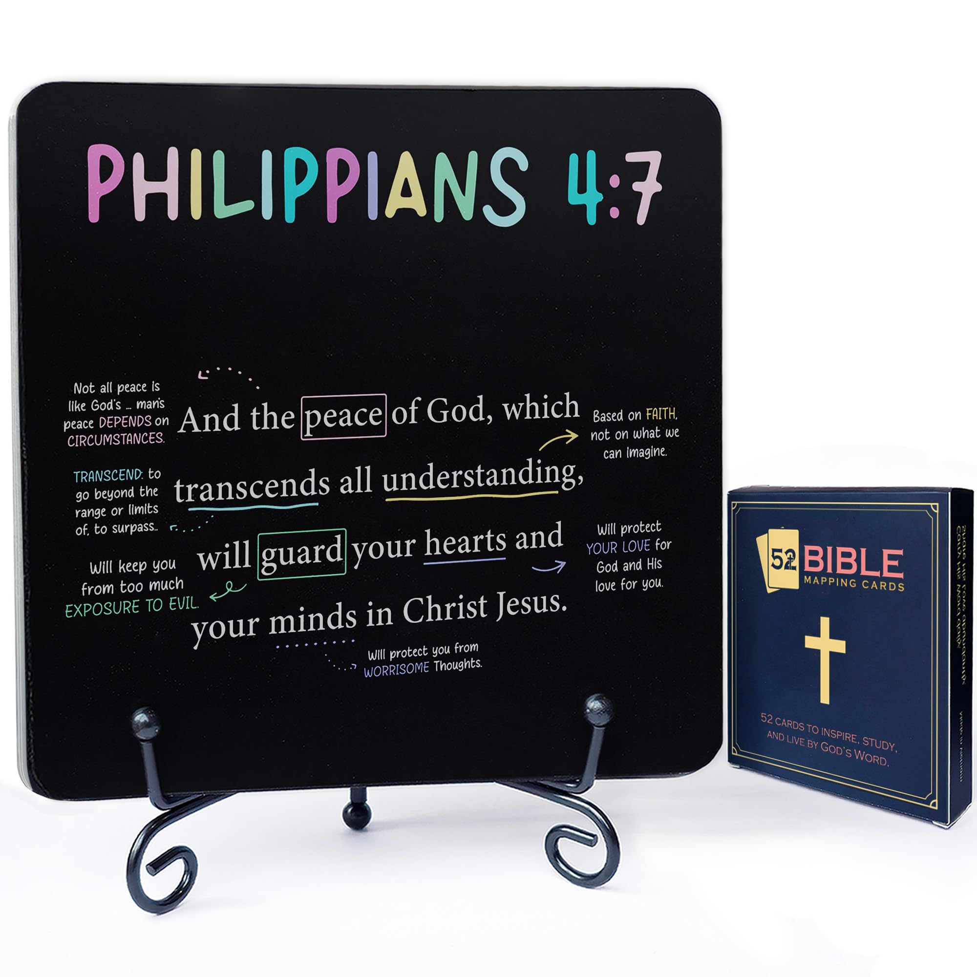 Photo 1 of **NO HOLDER**
52 Scripture Cards With Bible Verses - 52 Mapped Bible Verse Cards With Stand - Bible Study Supplies - Christian Mindset Cards - Christian Gifts For Men, Women, Friends - Scripture Card With Stand