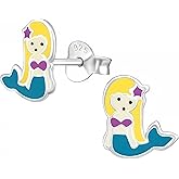 Mermaid 925 Sterling Silver Stud Earrings, Very Tiny beach Ocean Jewelry