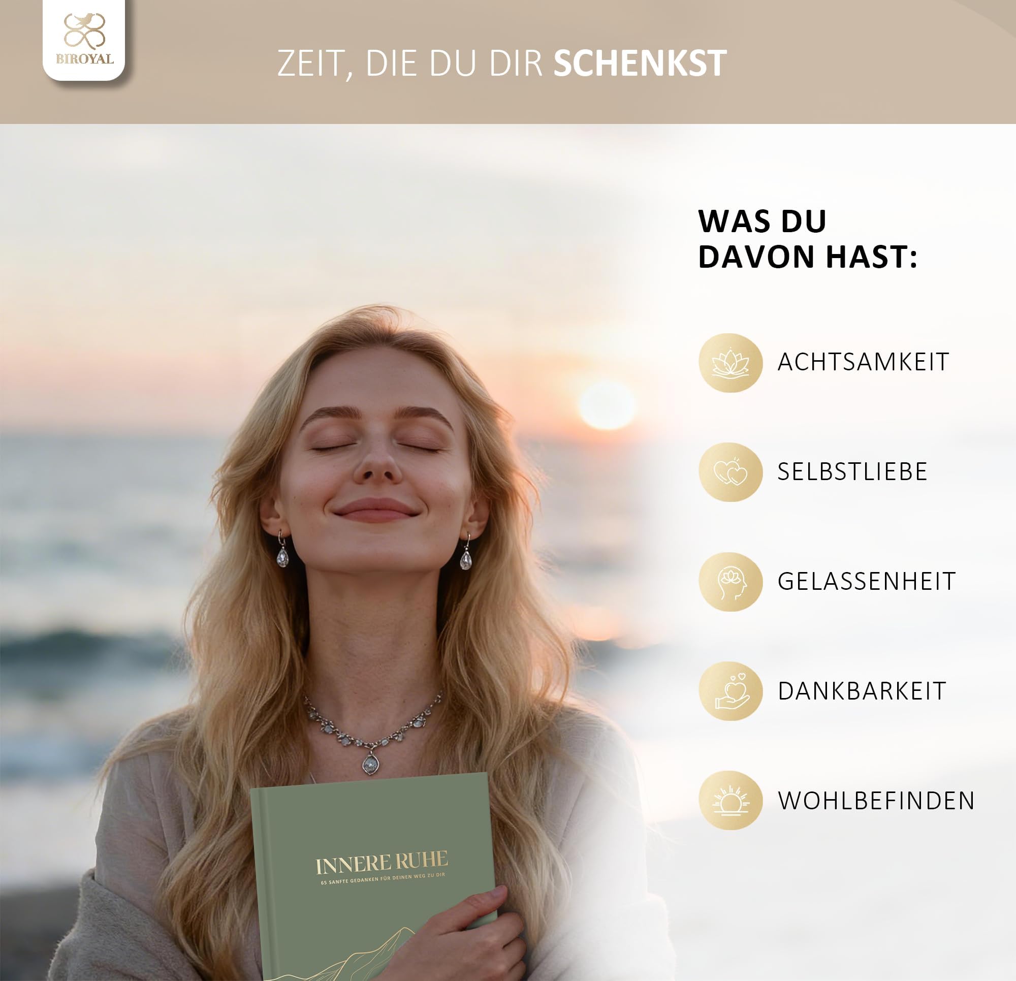 Achtsamkeitstagebuch für Erwachsene - 65 Positive Reminder, Dankbarkeitstagebuch Erwachsene mit Achtsamkeitsübungen, 5 Minuten Tagebuch für Manifestieren & Selbstliebe, 5 Minuten Achtsamkeitstagebuch 5