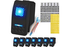 DaierTek UTV Car Rocker Toggle Switch 20A 12V Blue LED Light Waterproof SPST 5 Pin ON/Off for Marine Boat ATV RZR RV SUV Truc