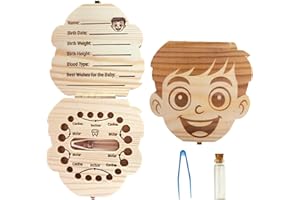 PAMBO Baby Tooth Fairy Keepsake Box- First Teeth and Curl Keepsake Box | Tooth Boxes Saver & Holders for Lost Teeth Kids-Boys