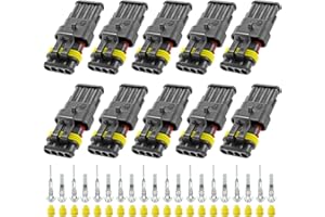Thewinio 10 Kit 4 Pin Connector, 20-16 AWG Waterproof Electrical Automotive Wire Connector, 1.5mm Series Terminals Male Female Car Harness Plug Sets
