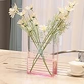 Alpharan Book Vase for Flowers Home Décor,Flower Vase Artistic and Cultural Flavor Decorative Vase Acrylic Clear Vase for Home and Office,Gifts for Book Lovers (Pink)