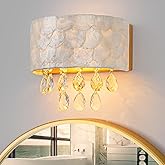 LumFurn 2-Light Capiz Shell Crystal Wall Sconces, Coastal Design Indoor Wall Lamp, Vanity Wall Mount Light Fixture for Bathro