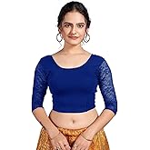 themilestocks Women's Blouses Readymade Gold Stretchable Saree Crop Top Choli Free Size Sparkling