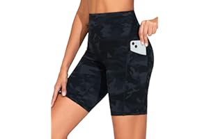 THE GYM PEOPLE Women's High Waist Workout Shorts Stretchy Tummy Control Yoga Biker Running Shorts with Pockets