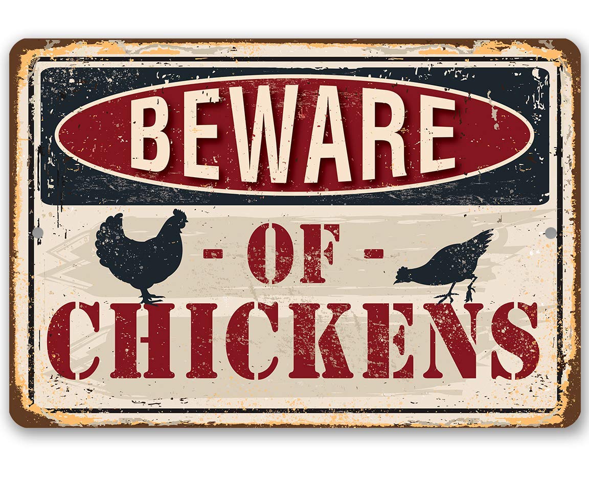 Chicken Coop Sign Beware of Chickens Durable Metal Sign