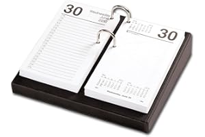 Dacasso Black Leather Desktop Calendar Holder with Silver Bolts, 3.5-Inch by 6-Inch