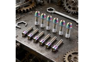 12pcs Colorful Titanium-Plated Bicycle Handlebar Screws - Lightweight Stainless Steel Stem Riser Bolts