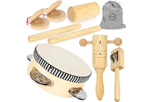 Ehome Toddlers Musical Instruments, Wooden Percussion Kids Baby Musical Instruments, Montessori Musical Toys Set for Kids Childrens Preschool Educational Early Learning with Storage Bag