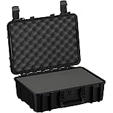 Condition 1 18" Medium Waterproof Hard Case with Foam, Model 801, Portable Protective Storage Box for Travel, Tactical Gear, Made in USA, 18.36"x13.70"x 7.03" Black