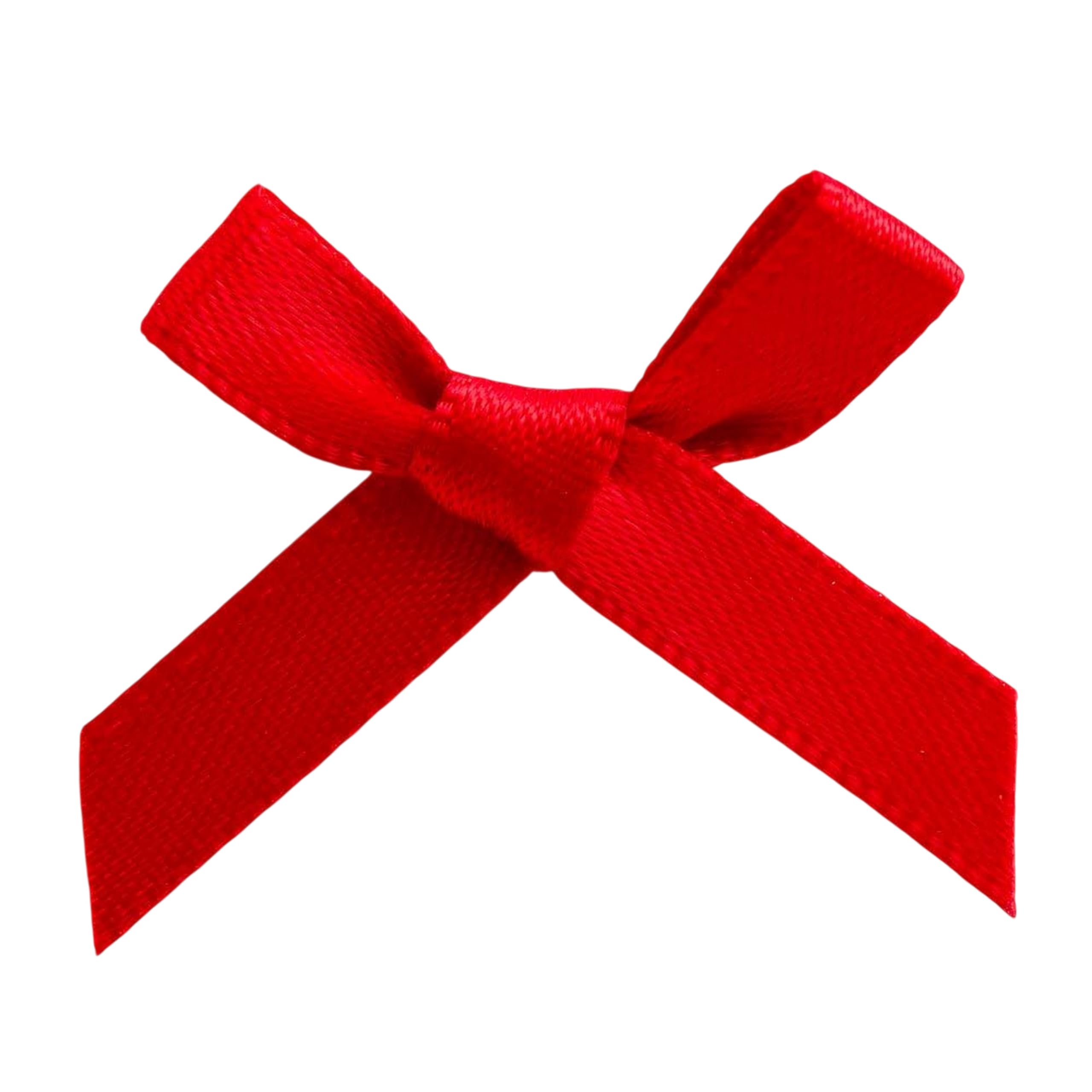 Italian Options Mini Satin Ribbon Bows, Small Bow Decorations for Crafts, Gifts, Hampers, Hair Bow, Wedding Stationery, Floristry, Christmas, Cakes, Crafting, Red, 100 Pack, 3 cm