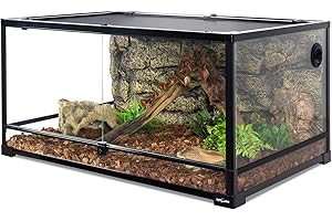 REPTI ZOO 50 Gallon Reptile Glass Terrarium Tank Double Hinge Door with Screen Ventilation Large Reptile Terrarium 36" x 18" x 18"(Knock-Down)