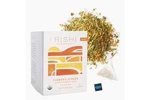 Rishi Tea Turmeric Ginger Herbal Tea - Organic Sachet Bags, Caffeine Free Blend with Spicy Ginger & Citrus, Hot or Iced - 15 Count (Pack of 1)