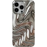 Caseative for iPhone 15 Pro Max Case, Silver | Water Ripple Pattern Wave
