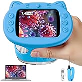 Vorth Microscope for Kids, 2.4 Inch Digital Microscope with 1000X Magnification, Handheld Camera Mini Pocket Magnifying Glass, Educational Christmas Birthday Gifts Toys for Ages 3+, Blue